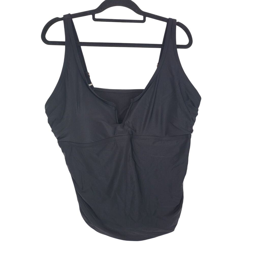 Lysa Swim Top Womens 22-24 Womens Plus Size Black Pullover Padded Swim Wear